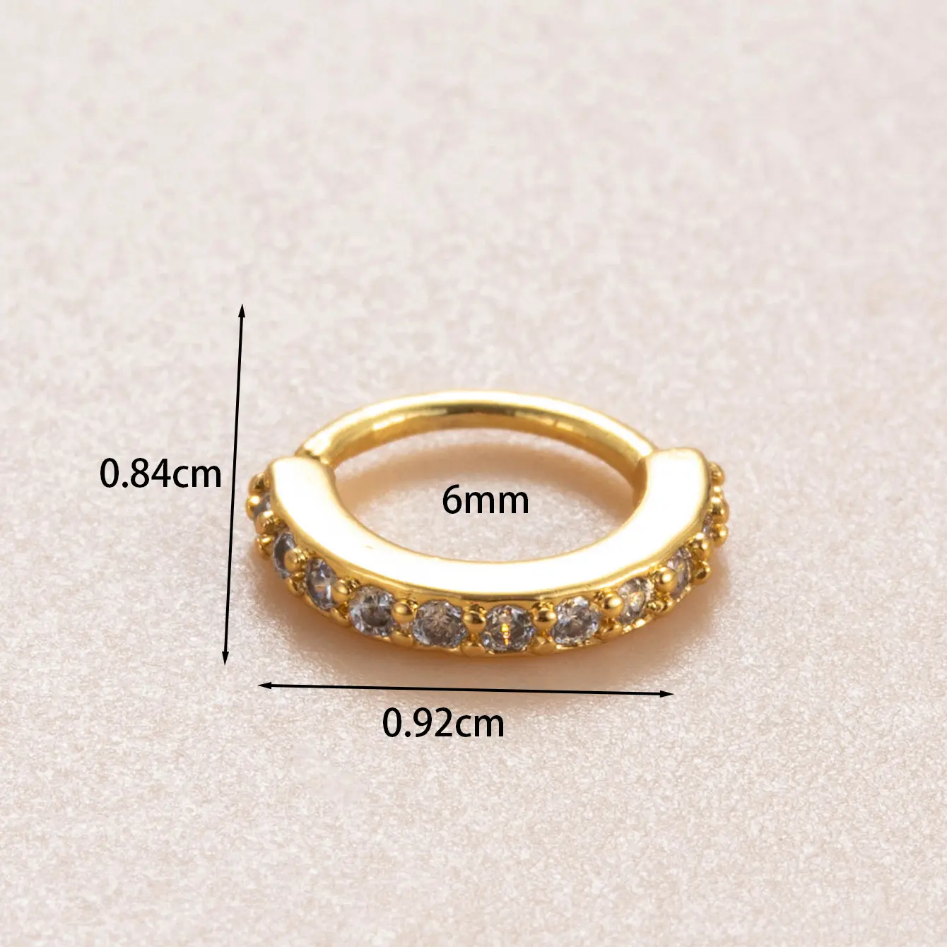 1 Piece Simple Series  Copper   Gold Color Zircon Women's Hoop Earrings h5 